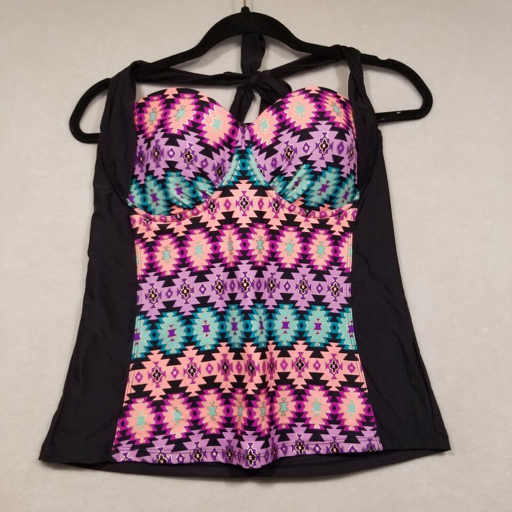 Catalina Med 34/36 B/C Halter Swim Top Aztec Molded Padded Cups Beach Southwest